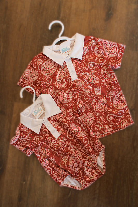 Maroon Paisley Polo