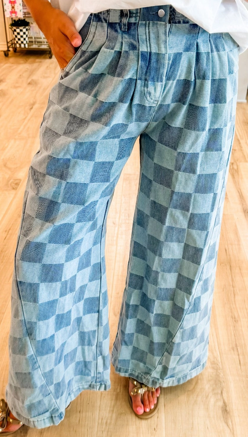Checkered Denim Jean