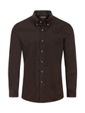 Mens Brown Long Sleeve Button