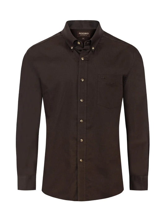 Mens Brown Long Sleeve Button