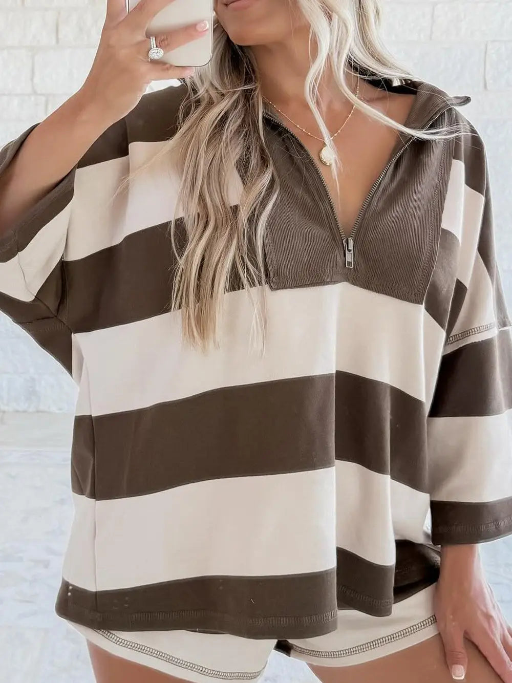 Brown Color Blocked Top