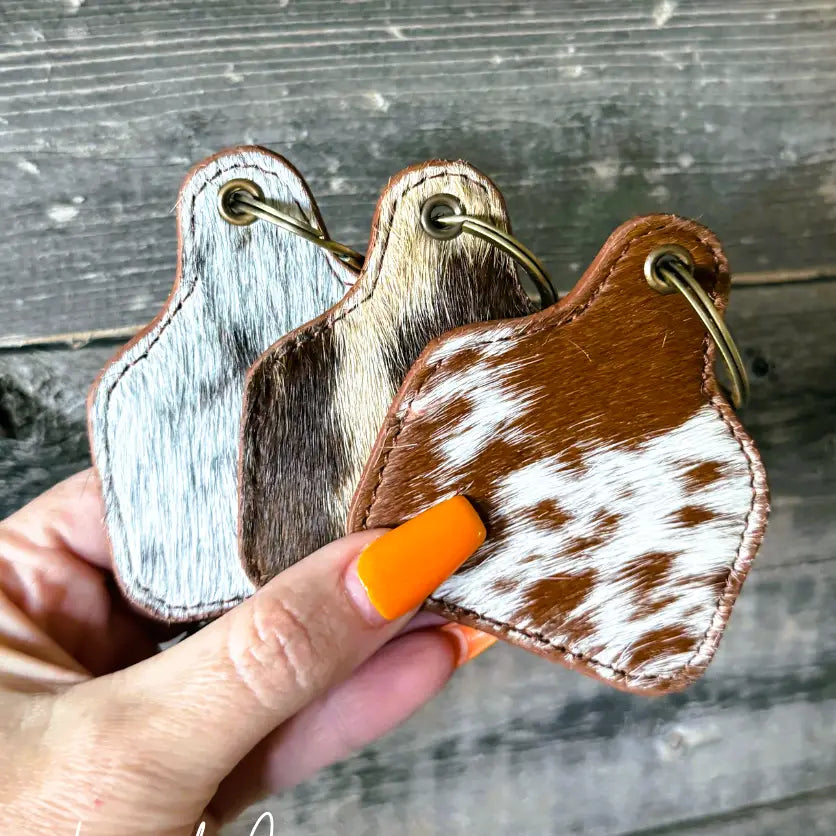 Cowhide Cowtag Keychain