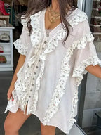 Floral Ruffle Oversized Top