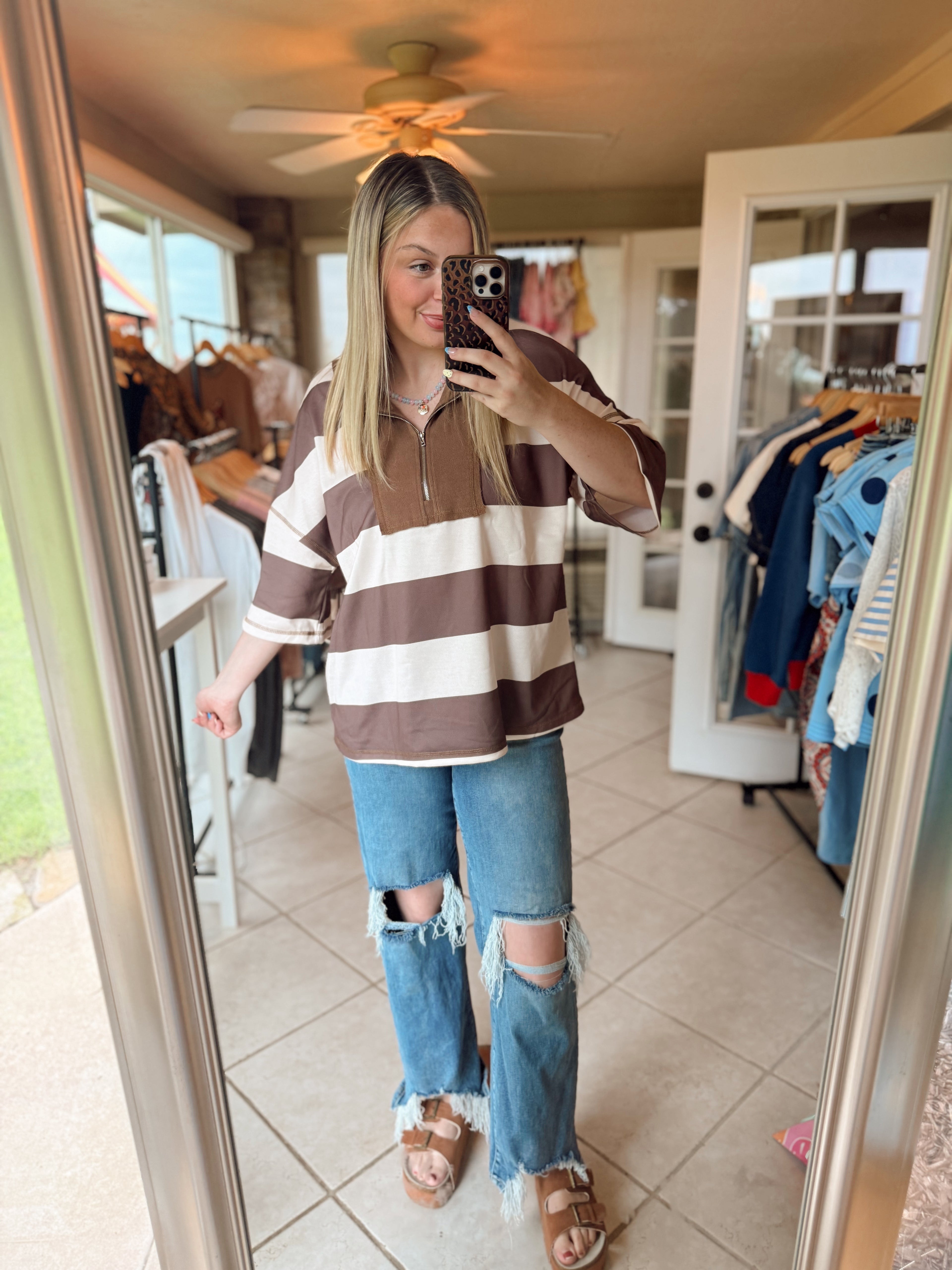 Brown Color Blocked Top