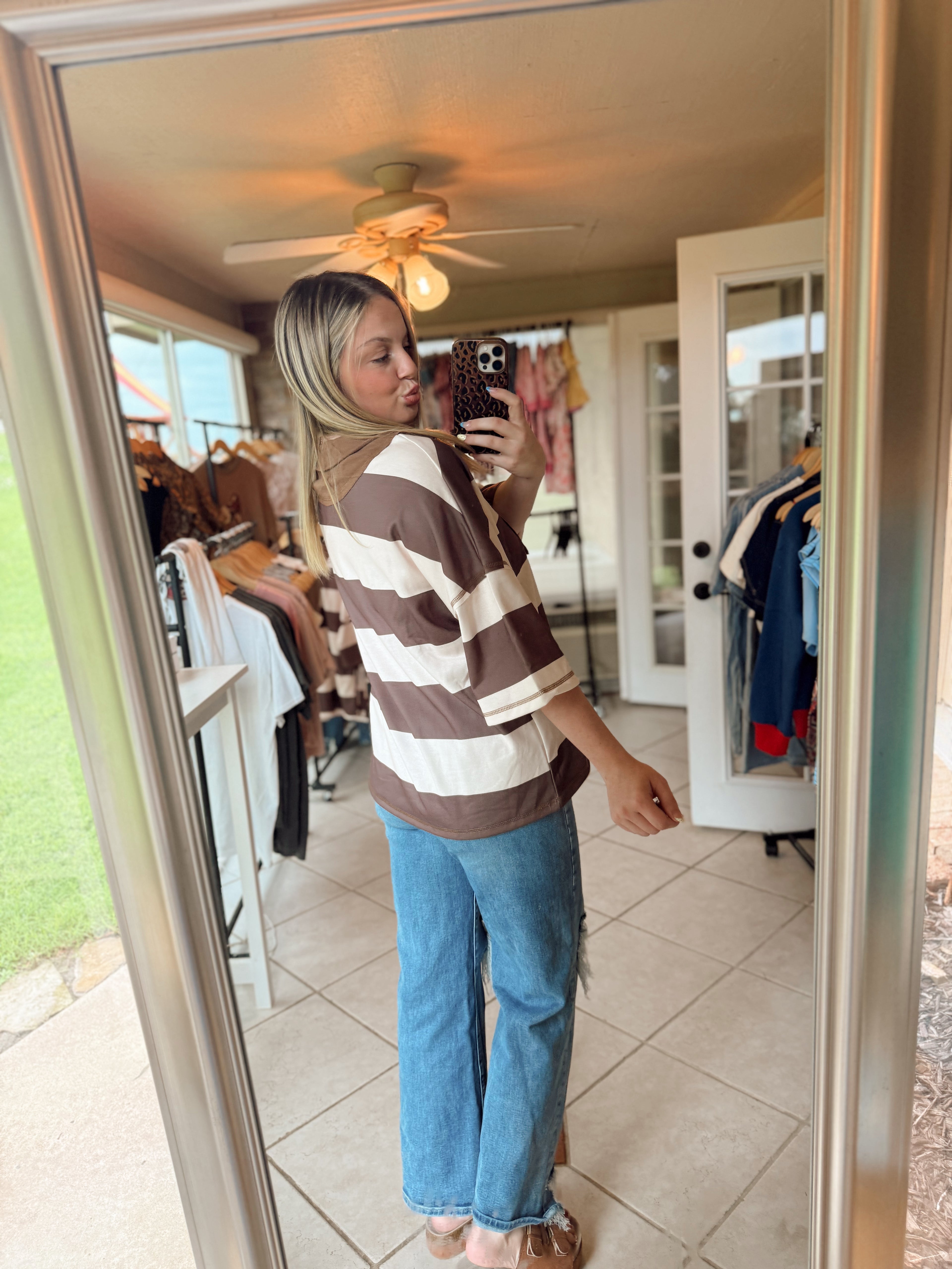 Brown Color Blocked Top