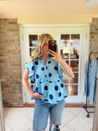 Polka Dot Ruffle Top