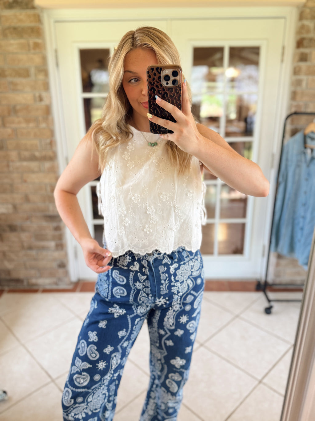 Eyelet Side-Tie Tank