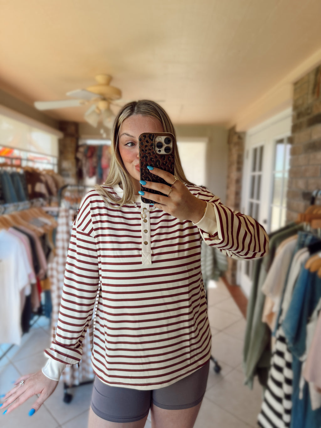 Striped Henley Long Sleeve
