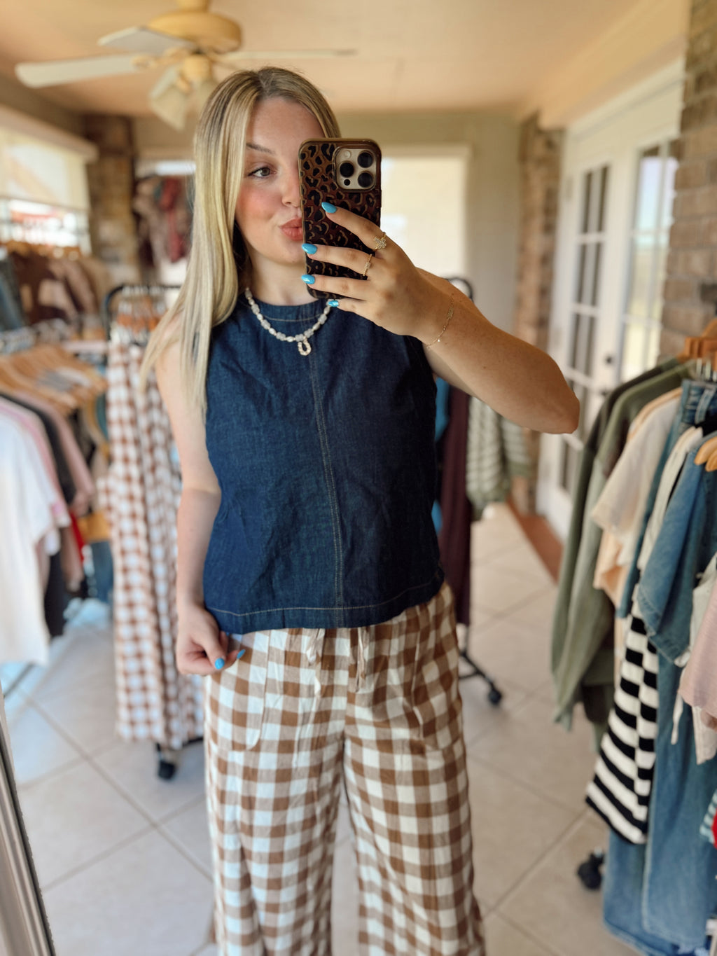 Denim Button Tank