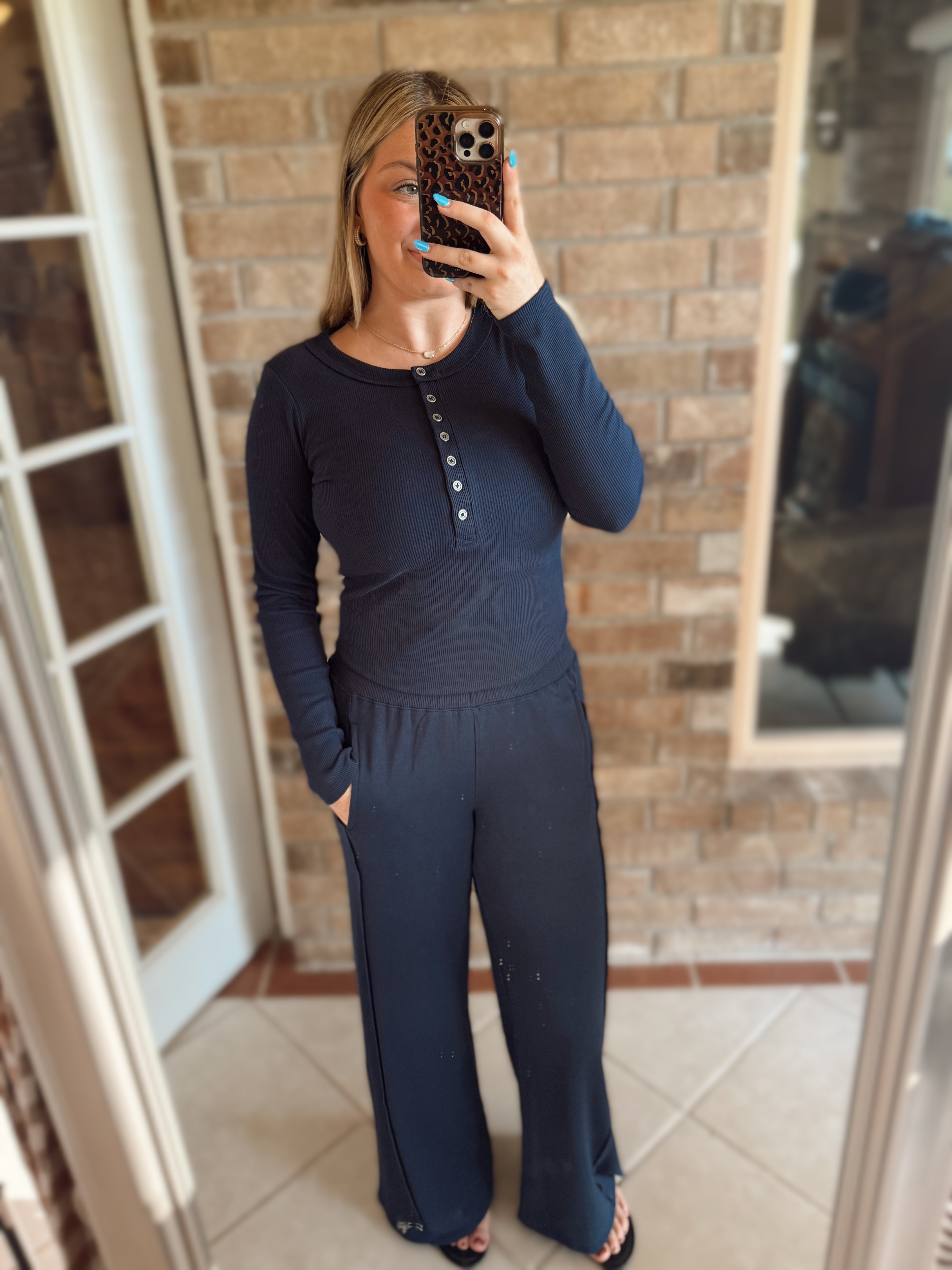 Navy Wide Leg Pants