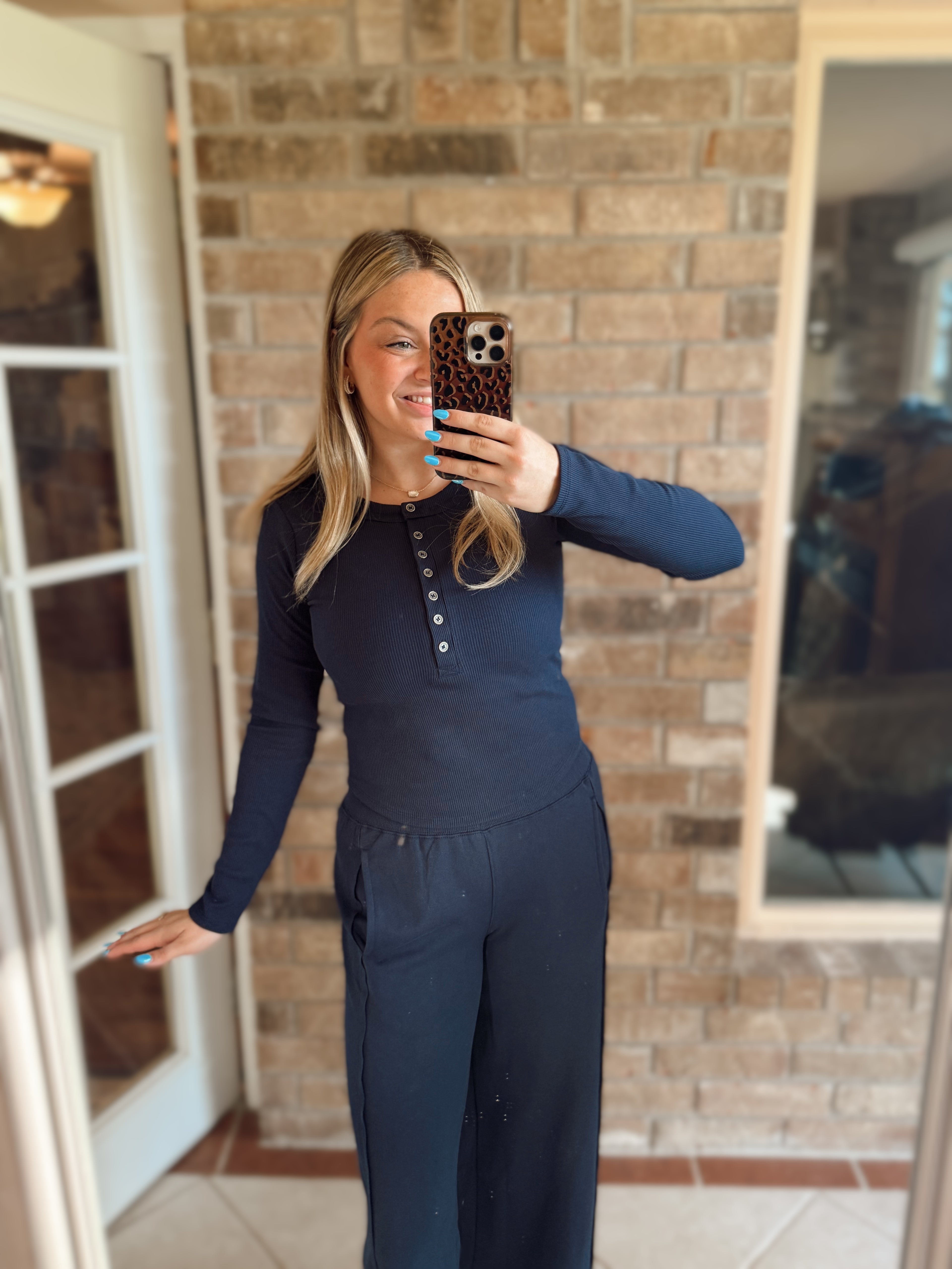 Navy Henley Top