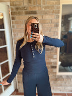 Navy Henley Top