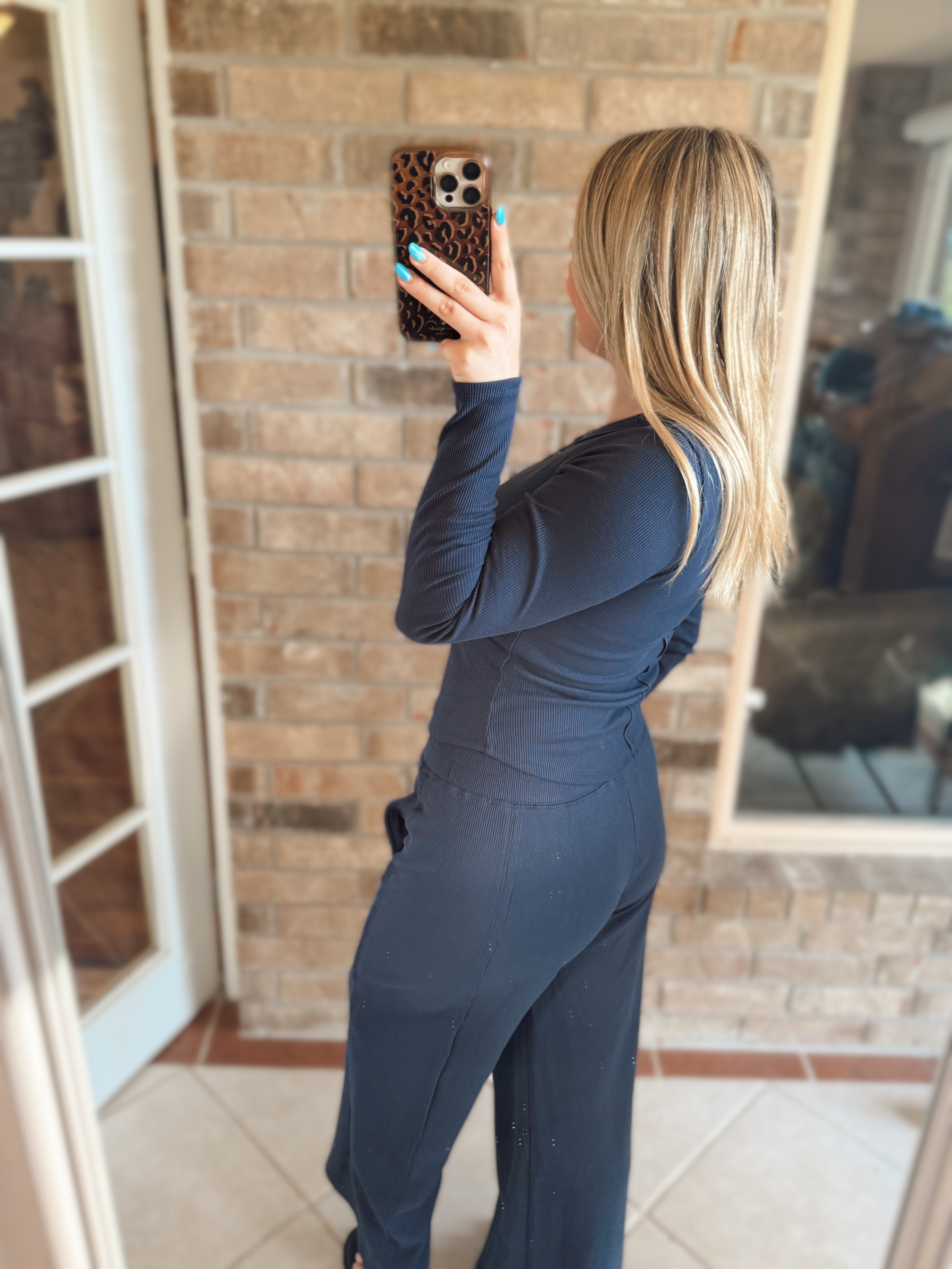 Navy Wide Leg Pants