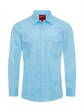 Mens Light Blue Long Sleeve Pearl Snap