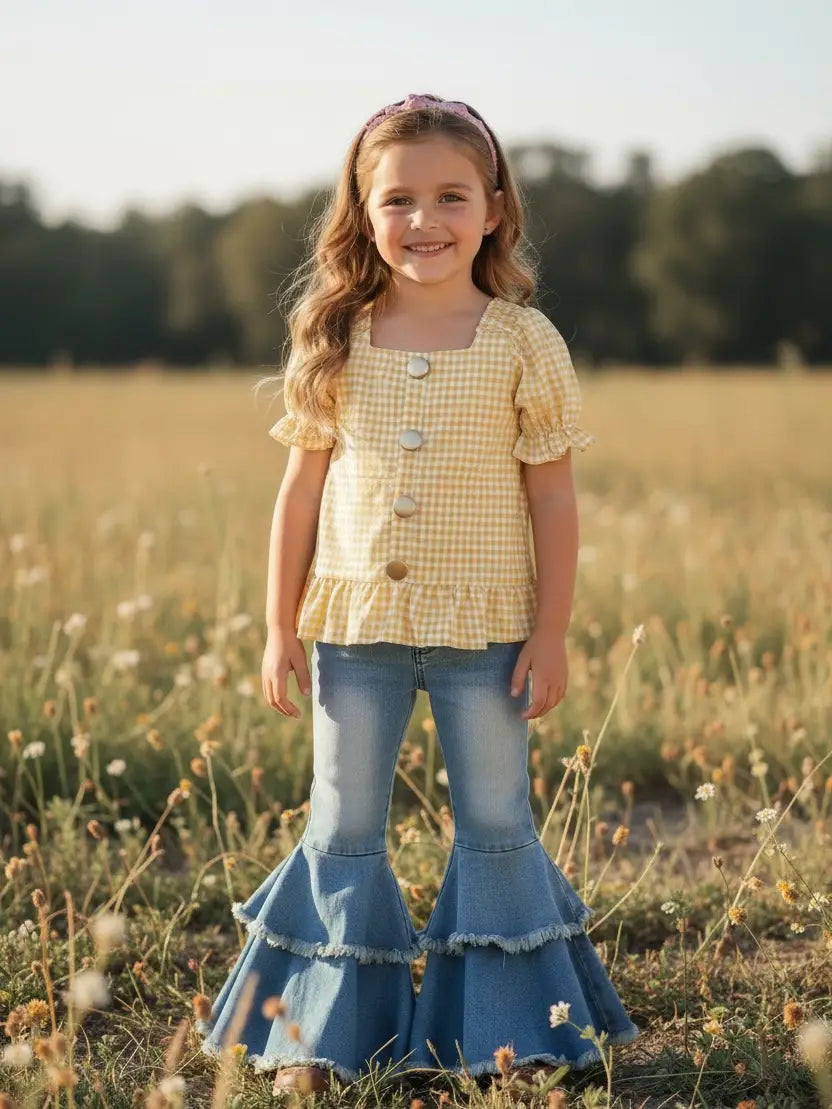 Yellow & White Gingham Top