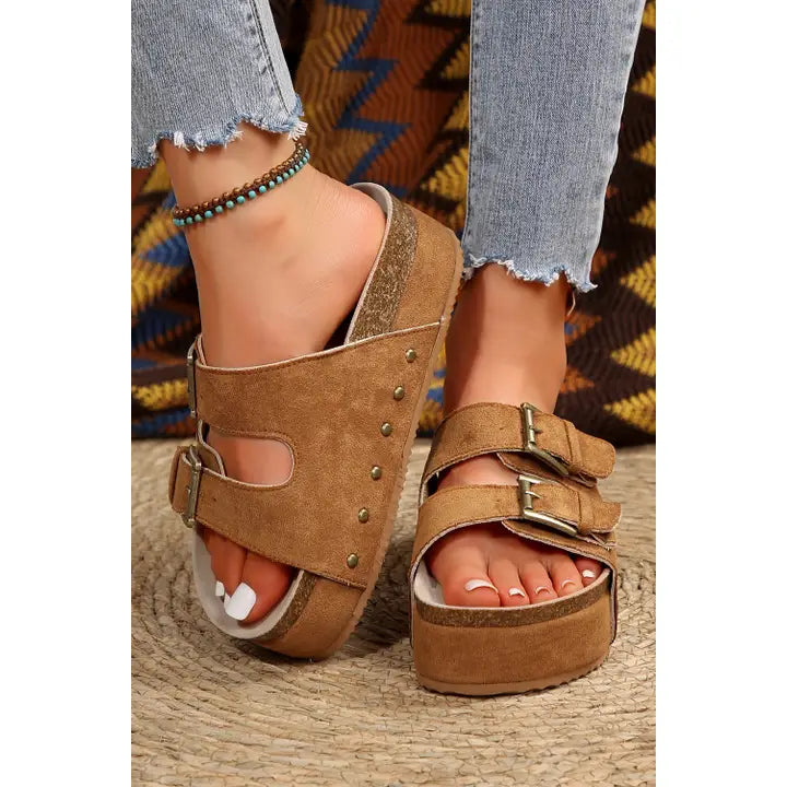 Suede Buckle Sandal