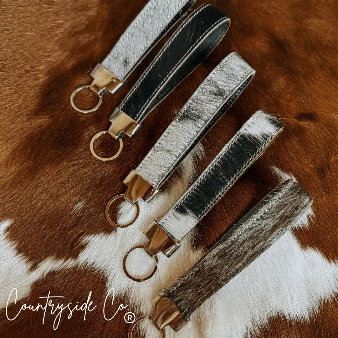 Cowhide Wristlet Keychain