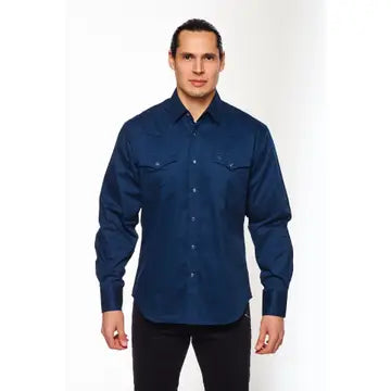 Mens Navy Pearl Snap