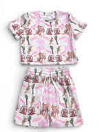 Pink Horse Shorts Set