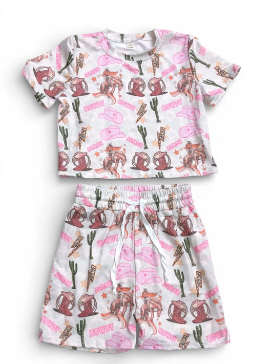 Pink Horse Shorts Set